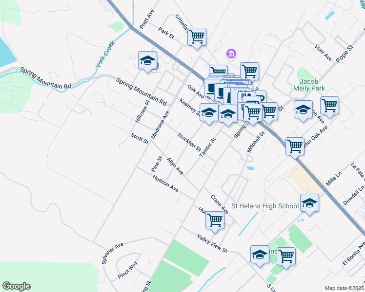 map of restaurants, bars, coffee shops, grocery stores, and more near in St. Helena