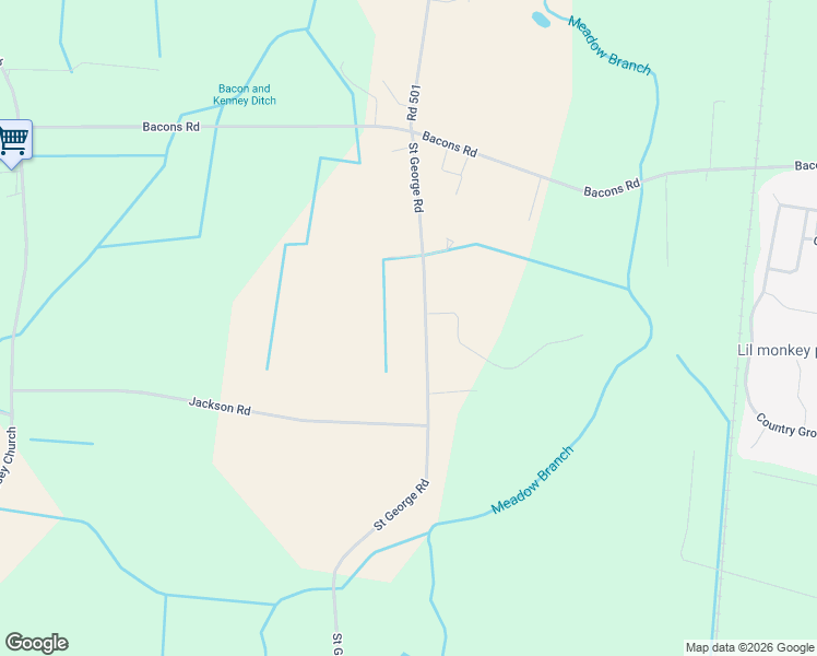map of restaurants, bars, coffee shops, grocery stores, and more near 34721 Saint George Road in Delmar