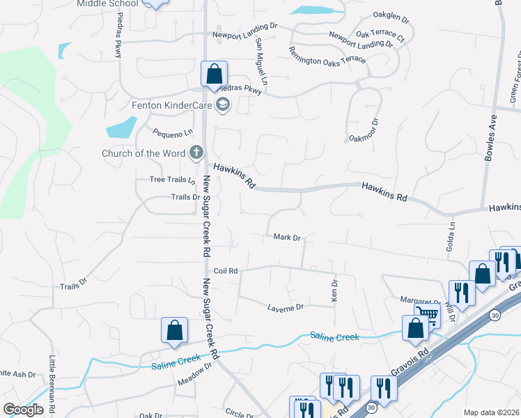 map of restaurants, bars, coffee shops, grocery stores, and more near 1203 Lake Canyon View in Fenton