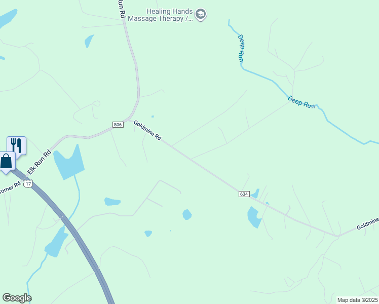 map of restaurants, bars, coffee shops, grocery stores, and more near 4200 Goldmine Road in Goldvein