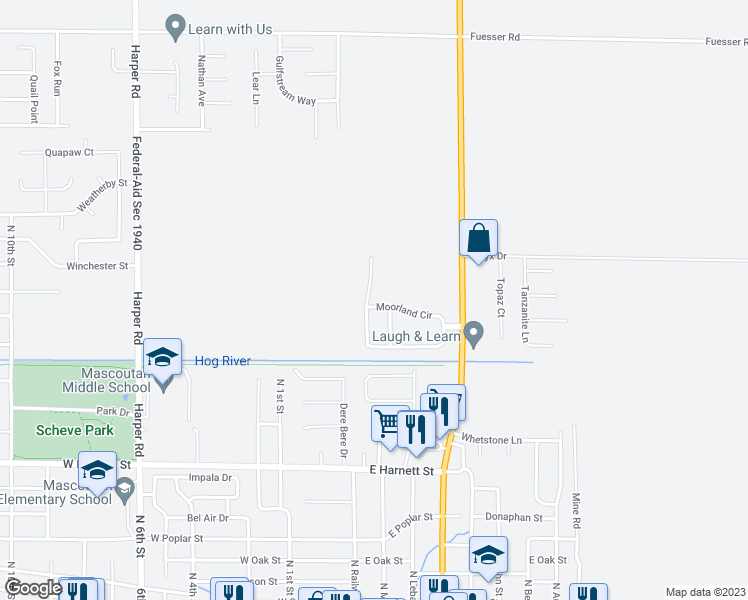 map of restaurants, bars, coffee shops, grocery stores, and more near 601 Moorland Circle in Mascoutah