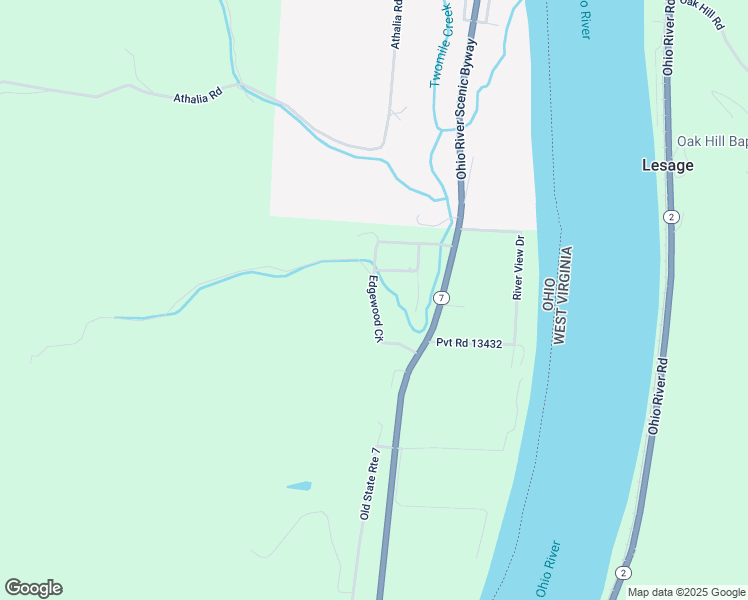 map of restaurants, bars, coffee shops, grocery stores, and more near 149 Township Road 1386 in Proctorville