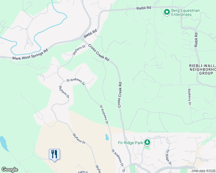 map of restaurants, bars, coffee shops, grocery stores, and more near 3926 Silver Fox Court in Santa Rosa
