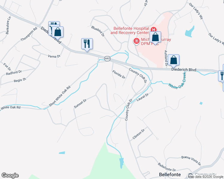 map of restaurants, bars, coffee shops, grocery stores, and more near 209-299 Erwin Rd in Ashland