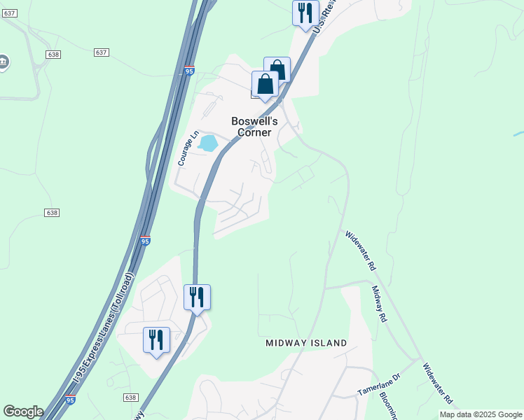 map of restaurants, bars, coffee shops, grocery stores, and more near 202 Hemlock Drive in Stafford