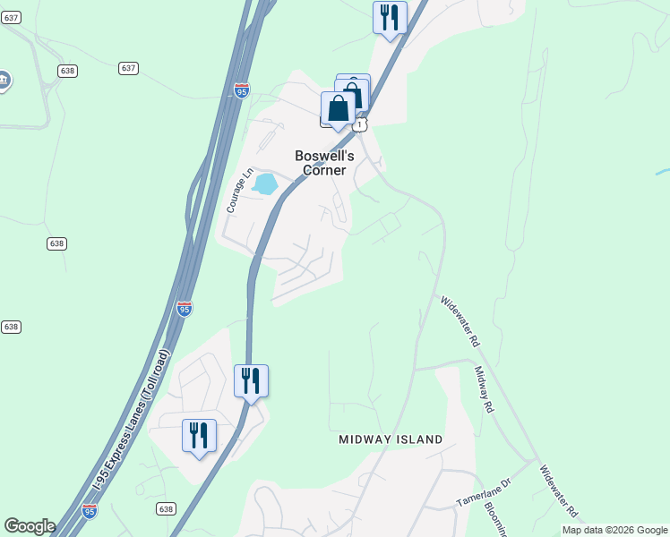 map of restaurants, bars, coffee shops, grocery stores, and more near 202 Hemlock Drive in Stafford