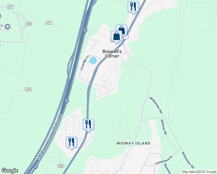 map of restaurants, bars, coffee shops, grocery stores, and more near 100 Langley Court in Stafford