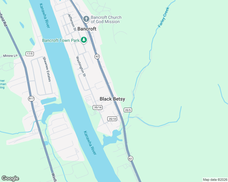 map of restaurants, bars, coffee shops, grocery stores, and more near 5300 Charleston Road in Poca