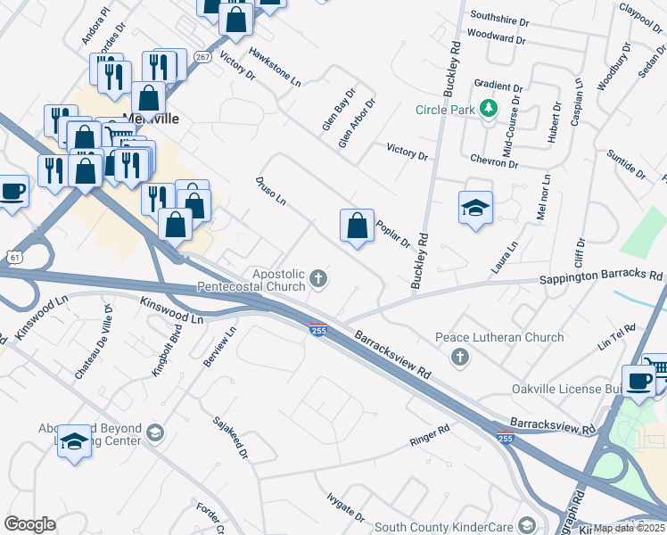 map of restaurants, bars, coffee shops, grocery stores, and more near 3800 Arthel Drive in St. Louis