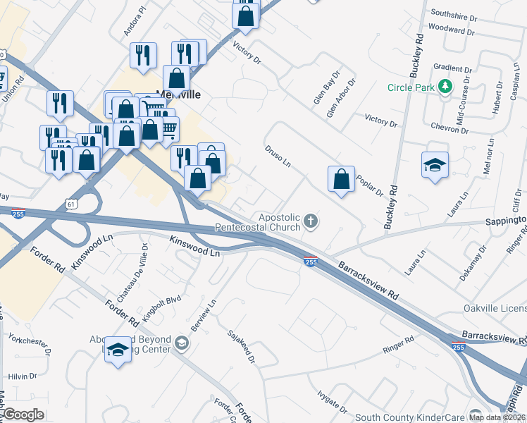 map of restaurants, bars, coffee shops, grocery stores, and more near 3900 Taravue Lane in St. Louis