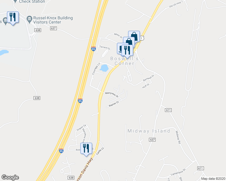 map of restaurants, bars, coffee shops, grocery stores, and more near 115 Barrett Court in Stafford