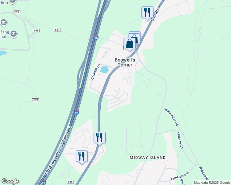 map of restaurants, bars, coffee shops, grocery stores, and more near 107 Barrett Court in Stafford