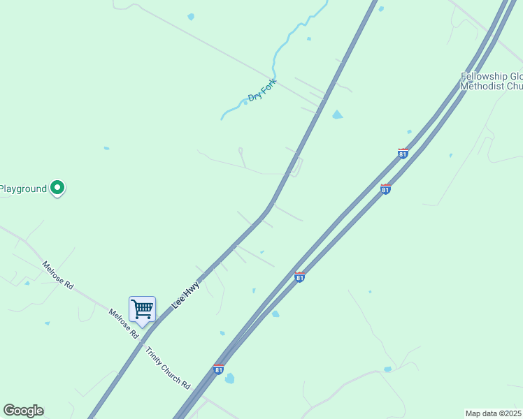 map of restaurants, bars, coffee shops, grocery stores, and more near 5763 North Valley Pike in Harrisonburg