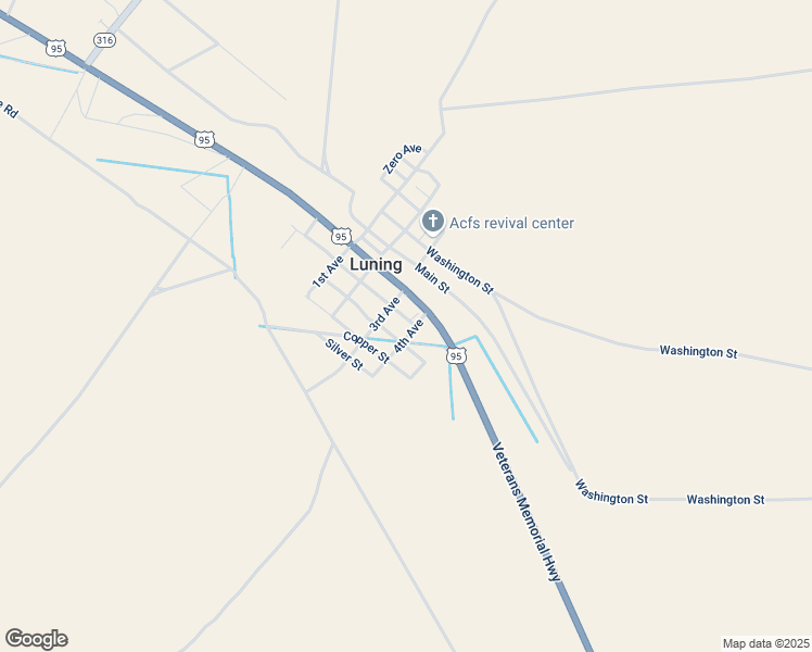 map of restaurants, bars, coffee shops, grocery stores, and more near 304 Milner Street in Luning