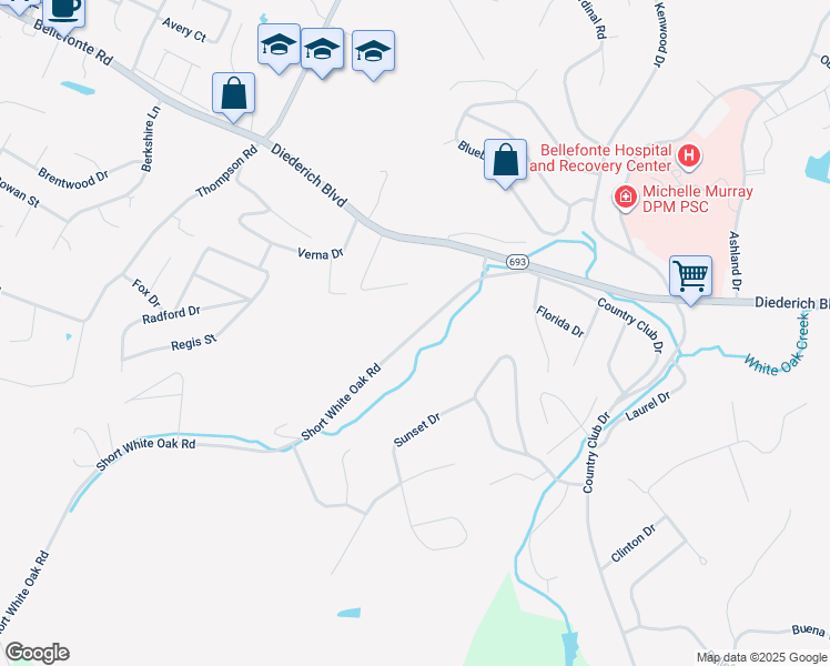 map of restaurants, bars, coffee shops, grocery stores, and more near 435 Short White Oak Rd in Flatwoods