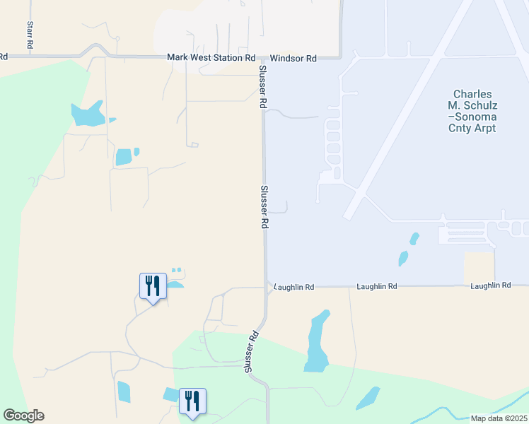 map of restaurants, bars, coffee shops, grocery stores, and more near 4401 Slusser Road in Windsor