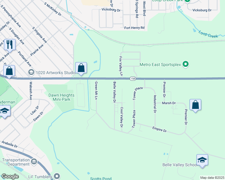 map of restaurants, bars, coffee shops, grocery stores, and more near 935 Belle Valley Drive in Belleville