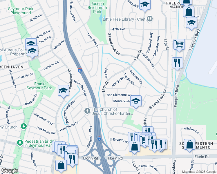 map of restaurants, bars, coffee shops, grocery stores, and more near 1317 Gagle Way in Sacramento