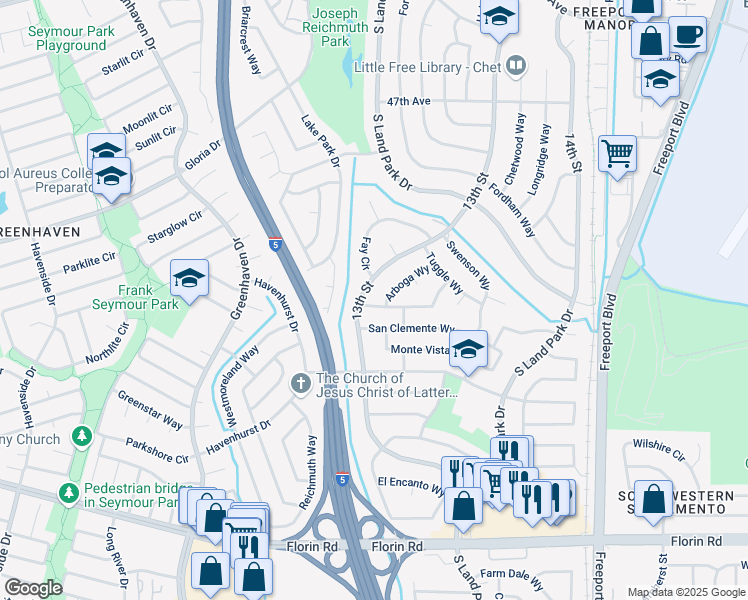 map of restaurants, bars, coffee shops, grocery stores, and more near 1317 Gagle Way in Sacramento