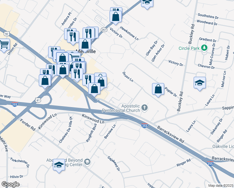 map of restaurants, bars, coffee shops, grocery stores, and more near 3920 Vuecrest Lane in St. Louis