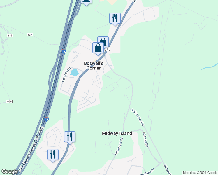 map of restaurants, bars, coffee shops, grocery stores, and more near 305 Barnwell Drive in Stafford