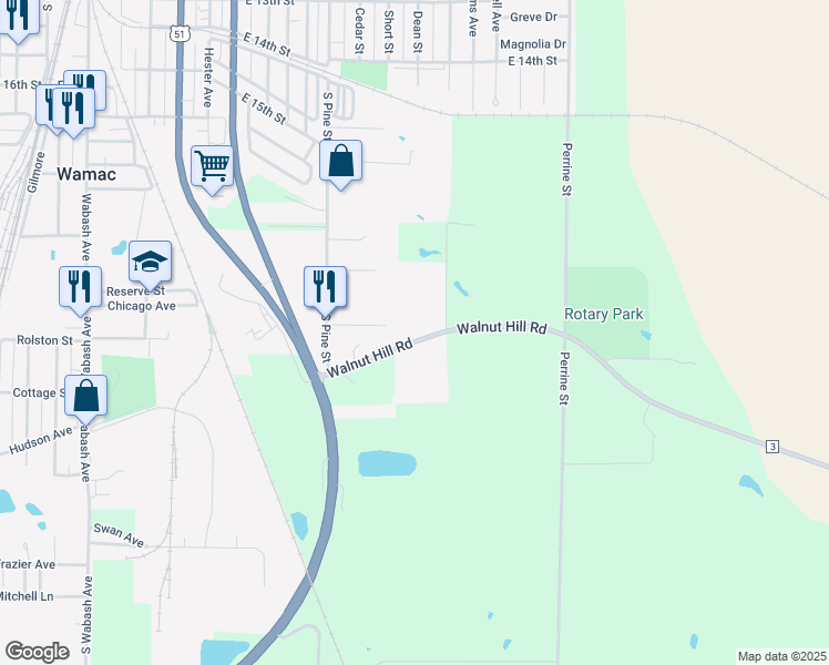 map of restaurants, bars, coffee shops, grocery stores, and more near 373 Walnut Hill Road in Centralia