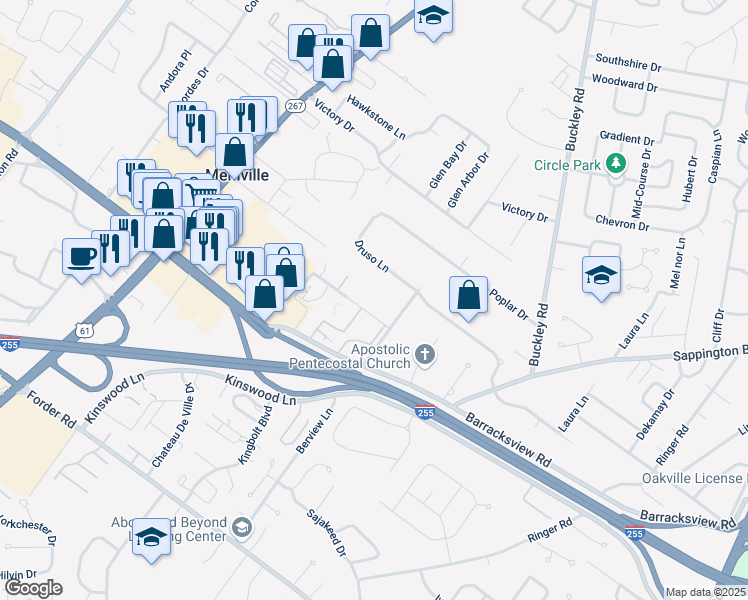 map of restaurants, bars, coffee shops, grocery stores, and more near 3843 Berview Lane in St. Louis