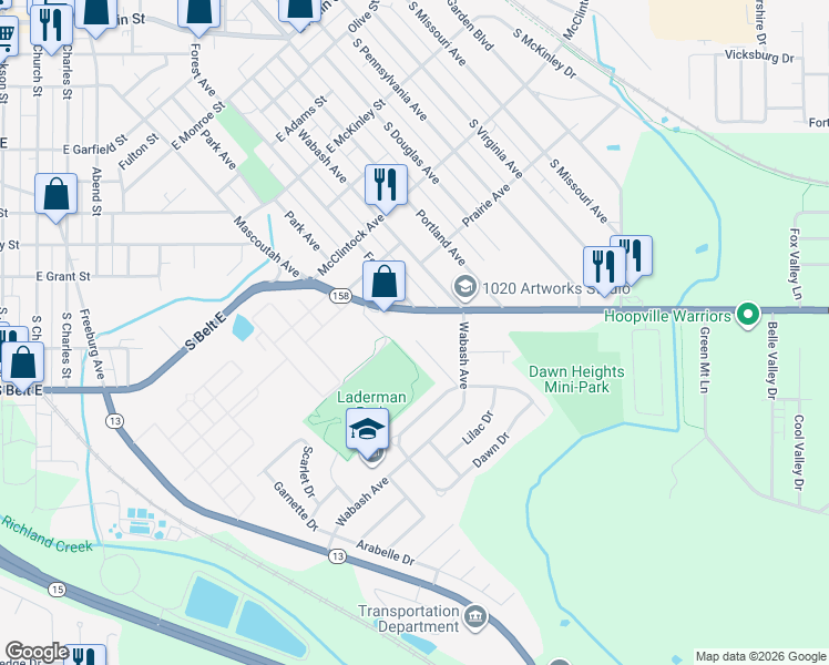 map of restaurants, bars, coffee shops, grocery stores, and more near 7 Rusty Wil Drive in Belleville