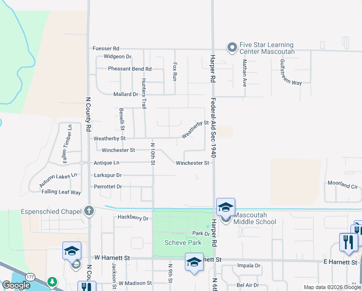 map of restaurants, bars, coffee shops, grocery stores, and more near 805 Indian Prairie Drive in Mascoutah