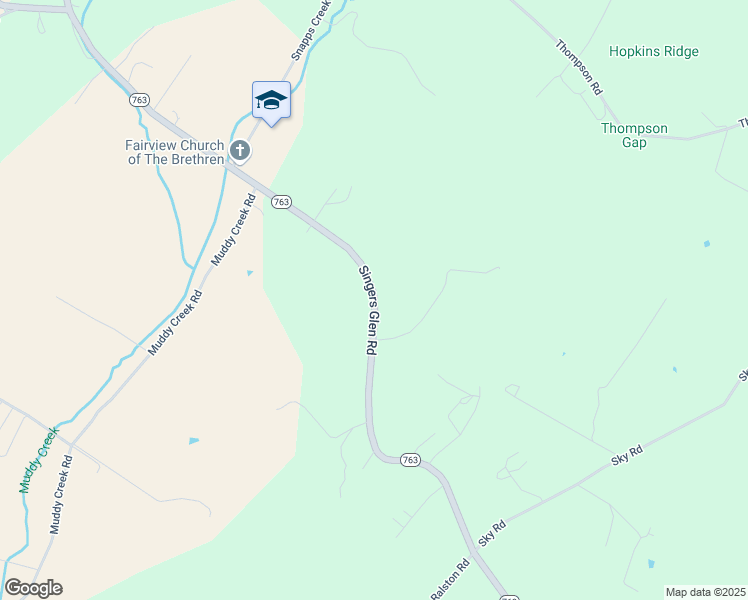 map of restaurants, bars, coffee shops, grocery stores, and more near Singers Glen Road in Harrisonburg