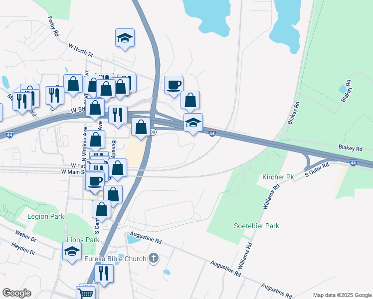 map of restaurants, bars, coffee shops, grocery stores, and more near in 