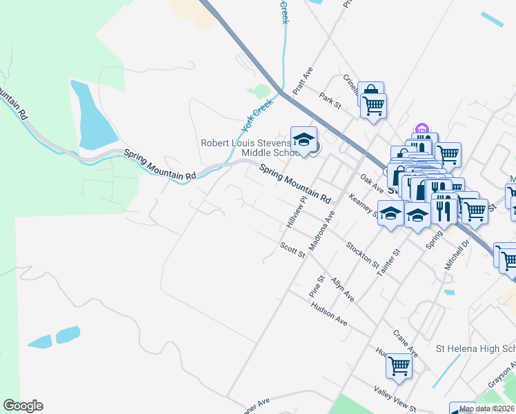 map of restaurants, bars, coffee shops, grocery stores, and more near 1820 Vineyard Avenue in Saint Helena