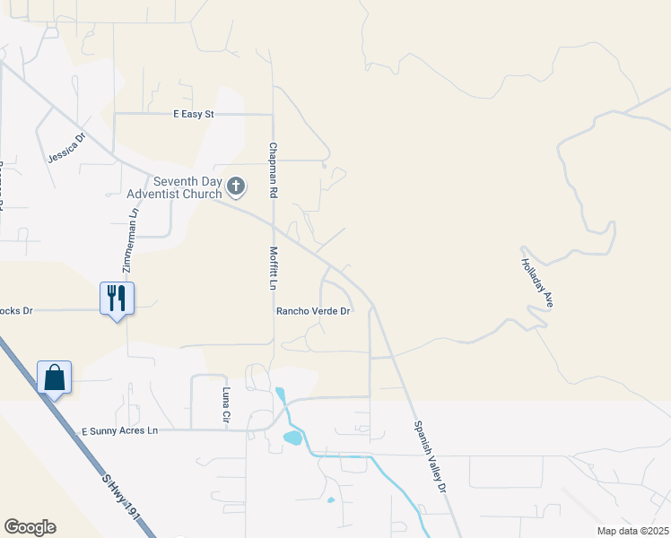 map of restaurants, bars, coffee shops, grocery stores, and more near 4601 South Spanish Valley Drive in Moab