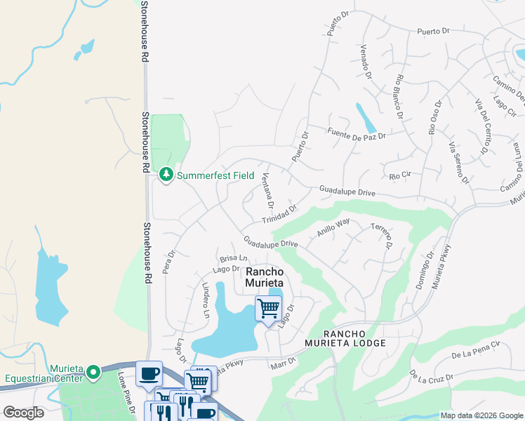 map of restaurants, bars, coffee shops, grocery stores, and more near 6664 Ventana Drive in Rancho Murieta