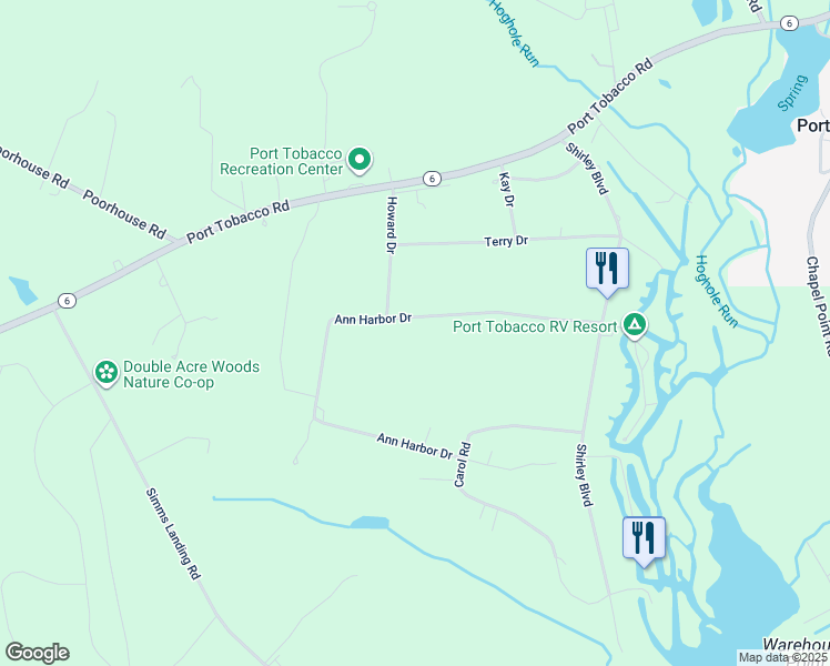 map of restaurants, bars, coffee shops, grocery stores, and more near 7773 Ann Harbor Drive in Port Tobacco
