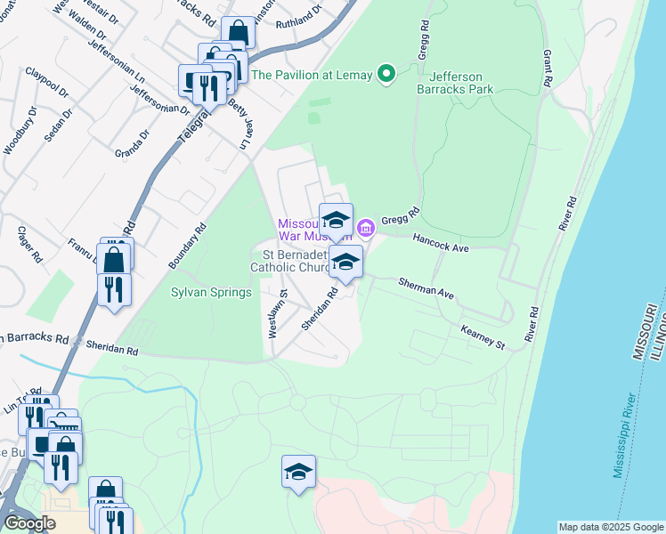 map of restaurants, bars, coffee shops, grocery stores, and more near 68 Sherman Avenue in St. Louis