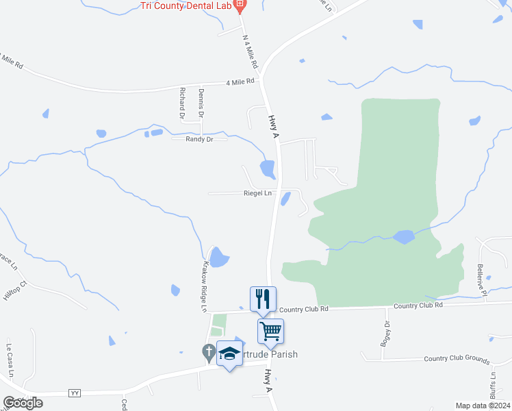 map of restaurants, bars, coffee shops, grocery stores, and more near 2923 Highway A in Washington
