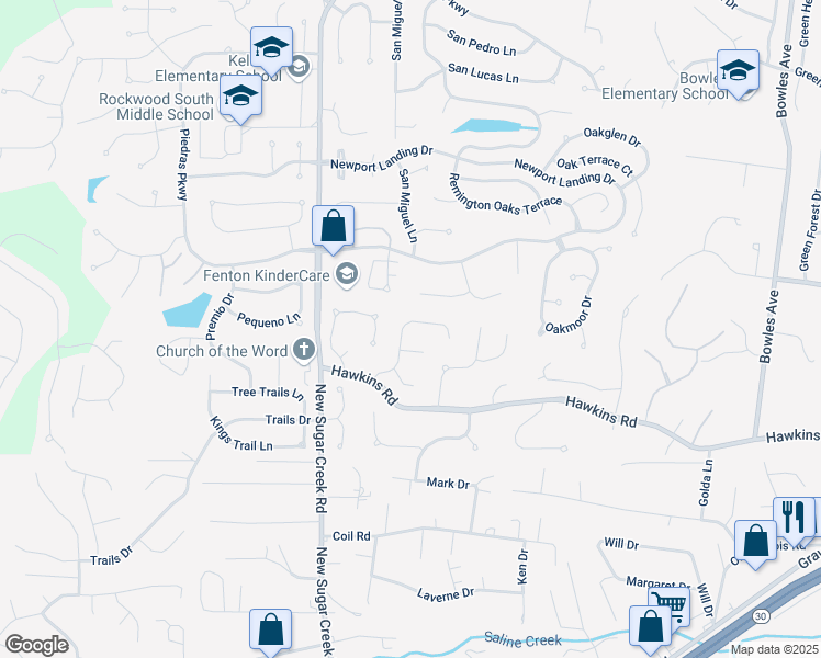 map of restaurants, bars, coffee shops, grocery stores, and more near 1046 Hawkins Bend Drive in Fenton