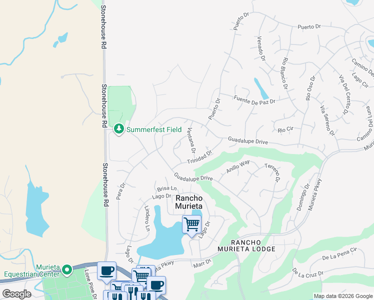map of restaurants, bars, coffee shops, grocery stores, and more near 6664 Ventana Drive in Rancho Murieta