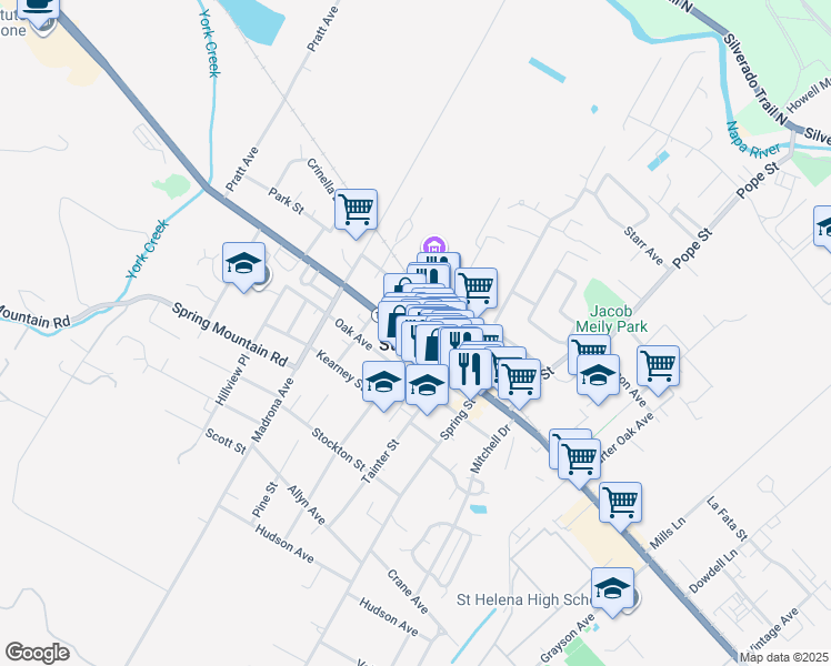 map of restaurants, bars, coffee shops, grocery stores, and more near in St. Helena