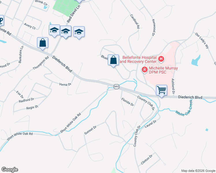 map of restaurants, bars, coffee shops, grocery stores, and more near 202-210 Short White Oak Rd in Flatwoods
