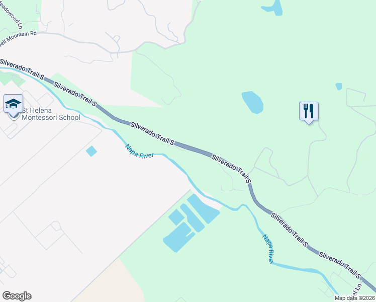 map of restaurants, bars, coffee shops, grocery stores, and more near 1001 Silverado Trail South in St. Helena