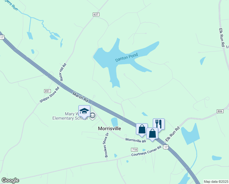 map of restaurants, bars, coffee shops, grocery stores, and more near 12745 Lake Coventry Dr in Bealeton