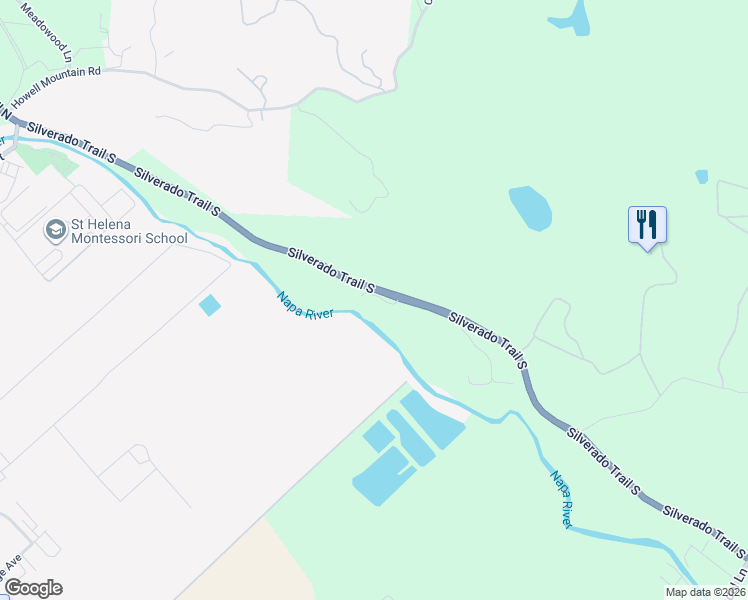 map of restaurants, bars, coffee shops, grocery stores, and more near 1001 Silverado Trail South in St. Helena