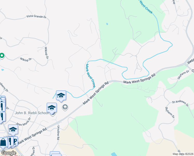 map of restaurants, bars, coffee shops, grocery stores, and more near 725 Quietwater Road in Santa Rosa