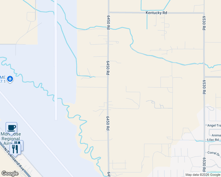 map of restaurants, bars, coffee shops, grocery stores, and more near 2410 6450 Road in Montrose