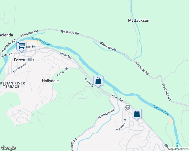 map of restaurants, bars, coffee shops, grocery stores, and more near 9890 River Road in Forestville