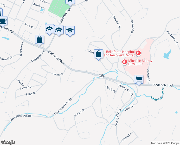 map of restaurants, bars, coffee shops, grocery stores, and more near 198 Dowler St in Russell