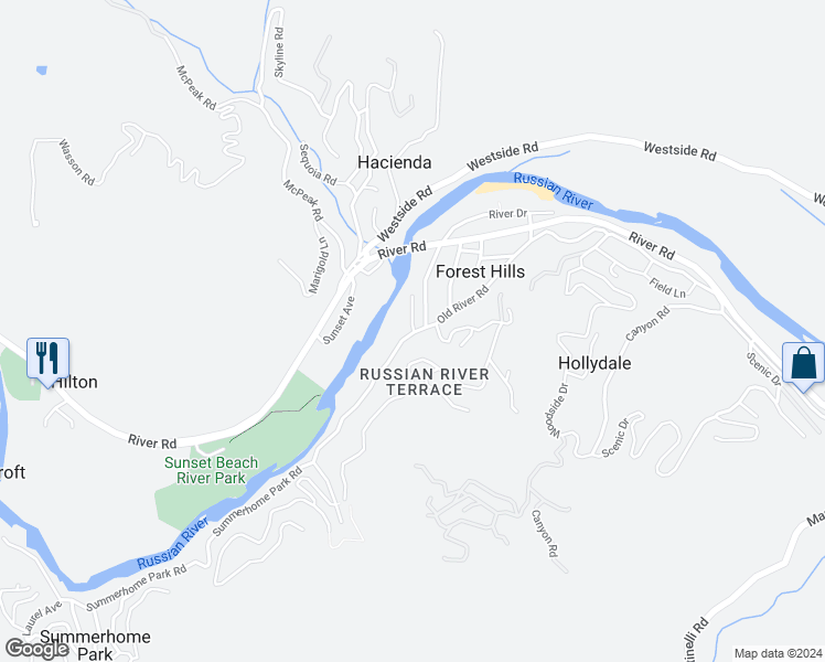 map of restaurants, bars, coffee shops, grocery stores, and more near 10841 Summerhome Park Road in Forestville