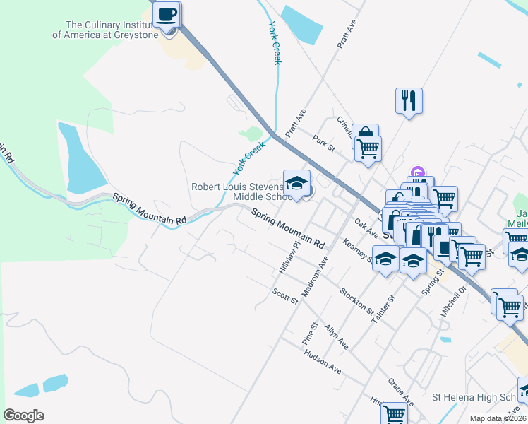 map of restaurants, bars, coffee shops, grocery stores, and more near 1860 Spring Mountain Road in St. Helena